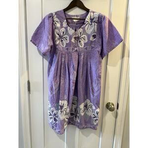 Vintage Anthony Richards Hawaiian Muumuu Dress Purple Tropical Medium Retro